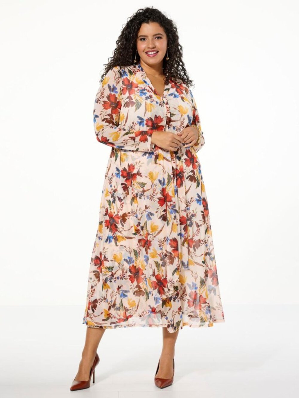 IMAN Global Knit Mesh Ivory Dress w/ Draped Skirt - SIxe: XL - NIP